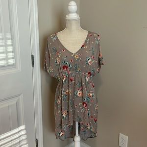 Torrid high-low hem dress with keyhole cap sleeves